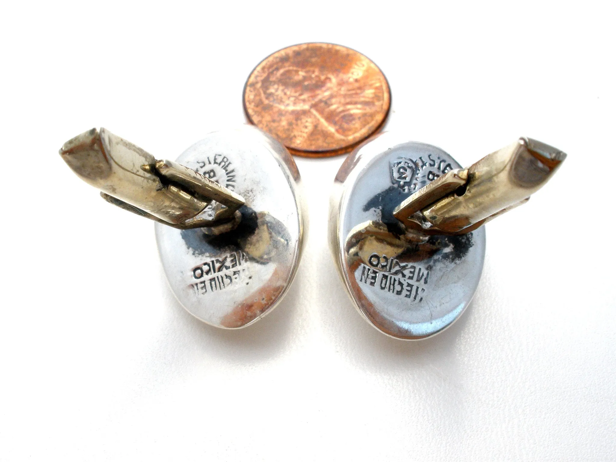 Sterling Silver Cufflinks with Tiger's Eye Gemstones