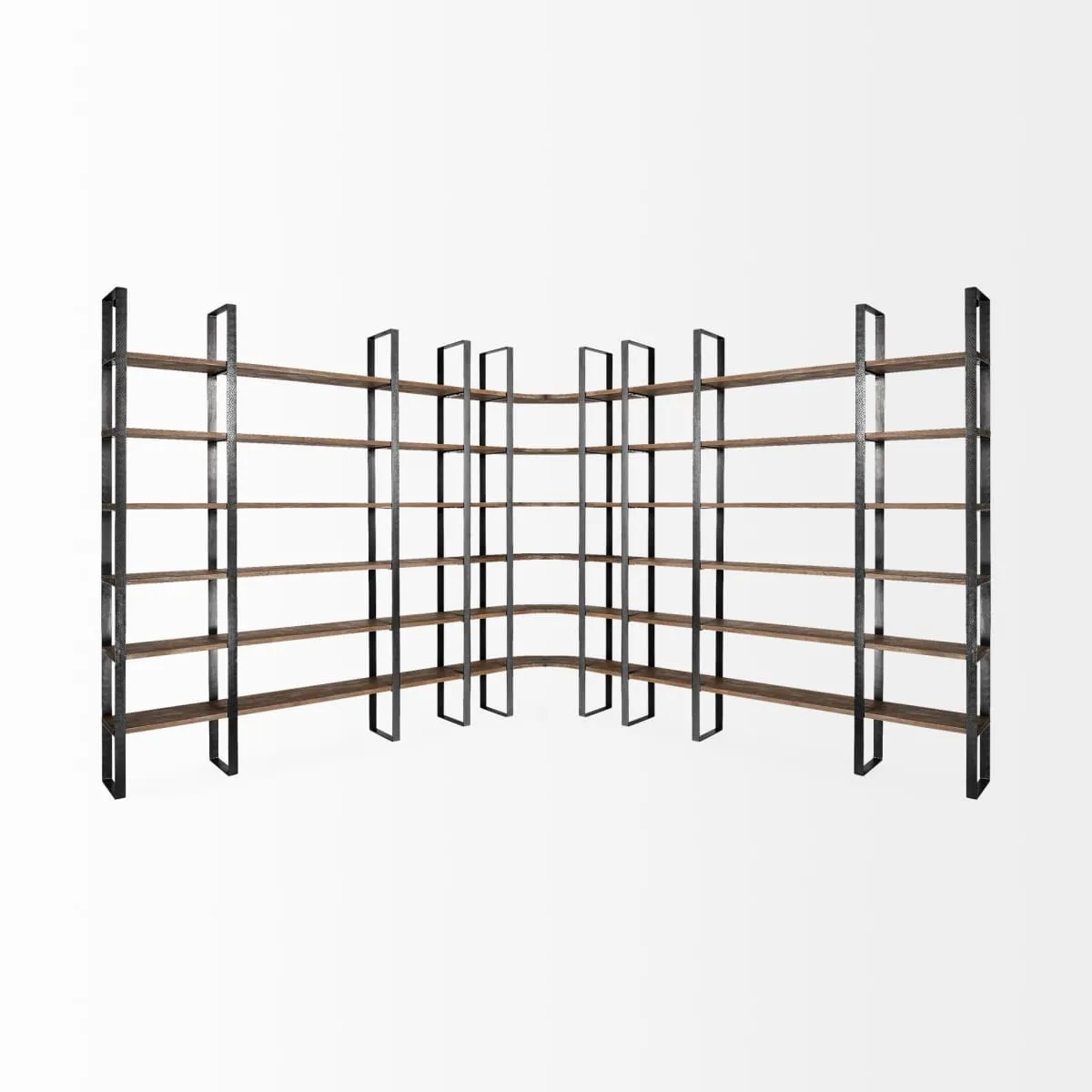 Taunton Shelving Unit Dark Brown Wood | Black Metal