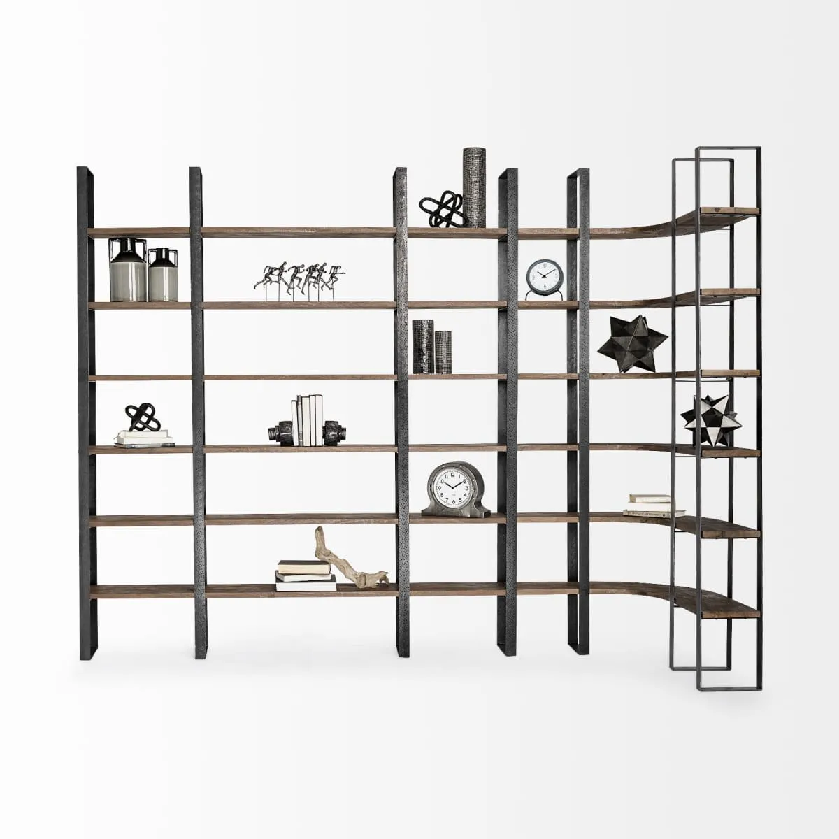 Taunton Shelving Unit Dark Brown Wood | Black Metal