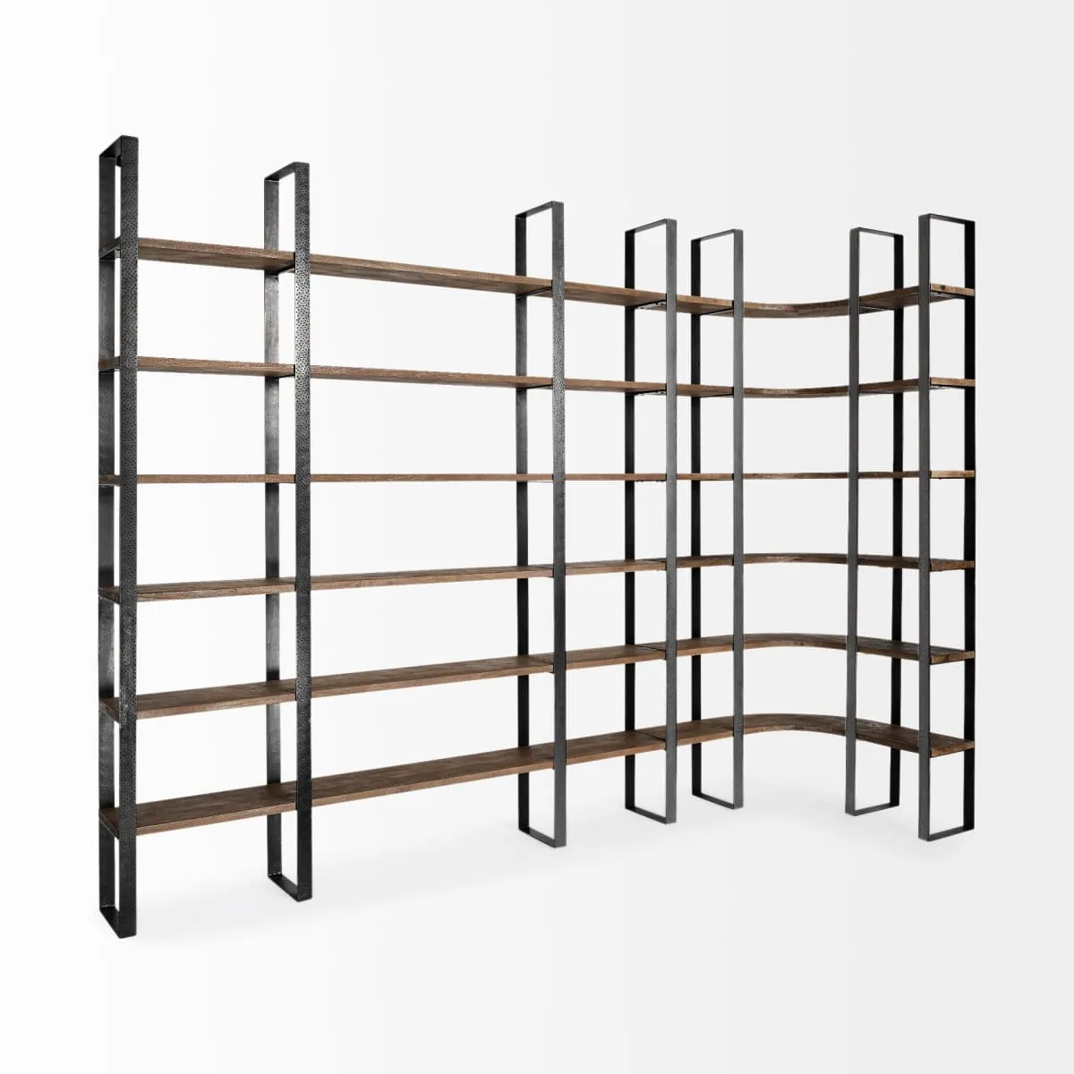 Taunton Shelving Unit Dark Brown Wood | Black Metal
