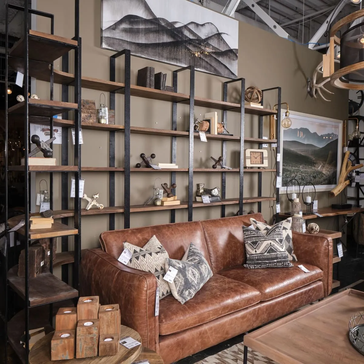 Taunton Shelving Unit Dark Brown Wood | Black Metal