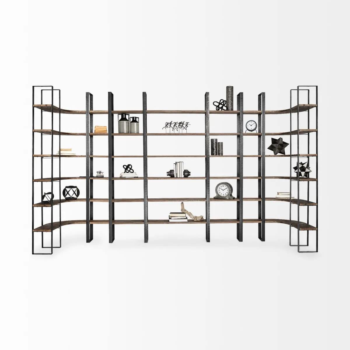 Taunton Shelving Unit Dark Brown Wood | Black Metal