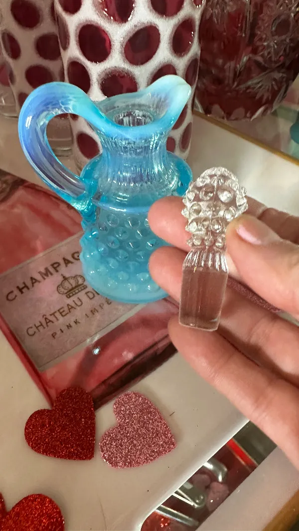 Vintage Cruet, Hobnail Fenton Glass, Blue Opalescent