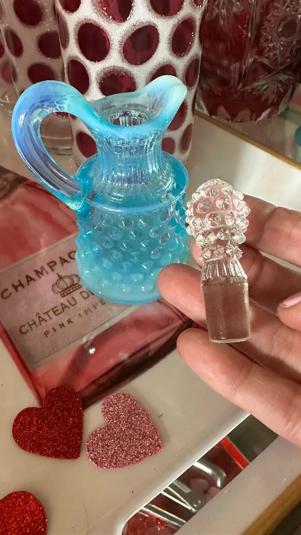 Vintage Cruet, Hobnail Fenton Glass, Blue Opalescent